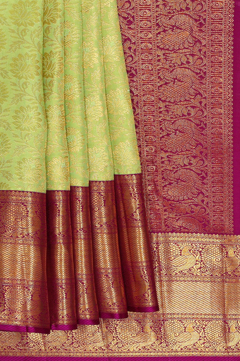 Image of Kanchipattu Light Green Brocade Saree